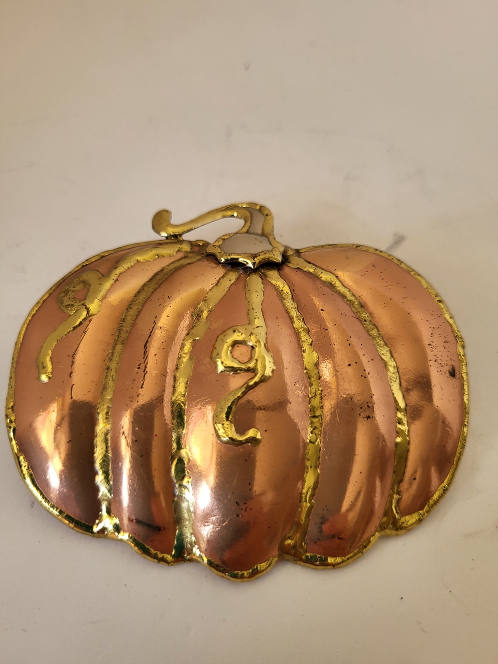 Vintage Mexico Married Metals Pumpkin Pin Brooch/Pendant 3.25"